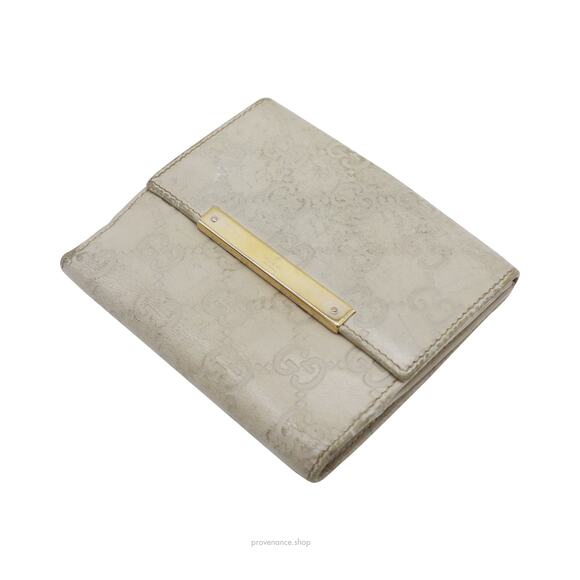 🔴 Gucci Trifold Wallet - Chalk Guccissima Leather - Picture 3 of 10